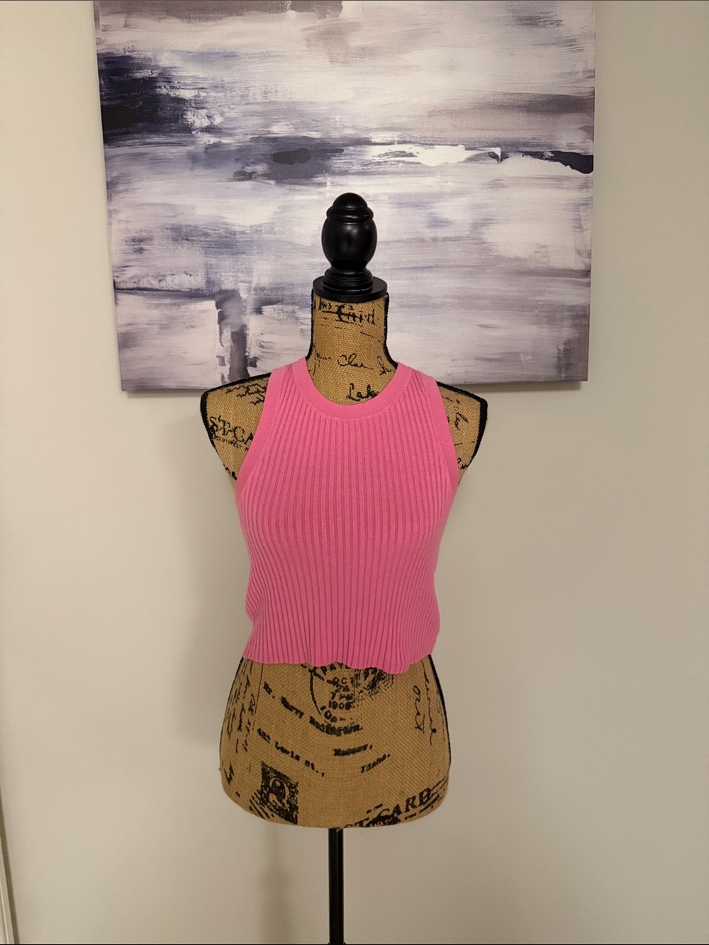 H&M Pink Ribbed Sleeveless Crop Tank